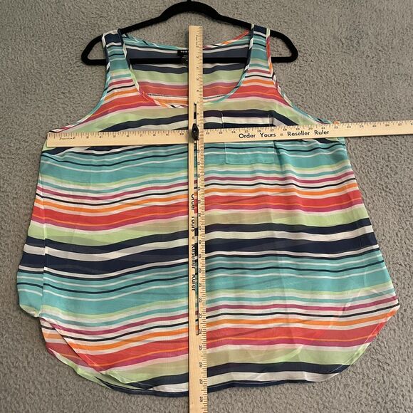Torrid Sheer Tank Top Women's 0 (Large) Pullover Pocket Bright Stripes Blouse - Picture 5 of 7